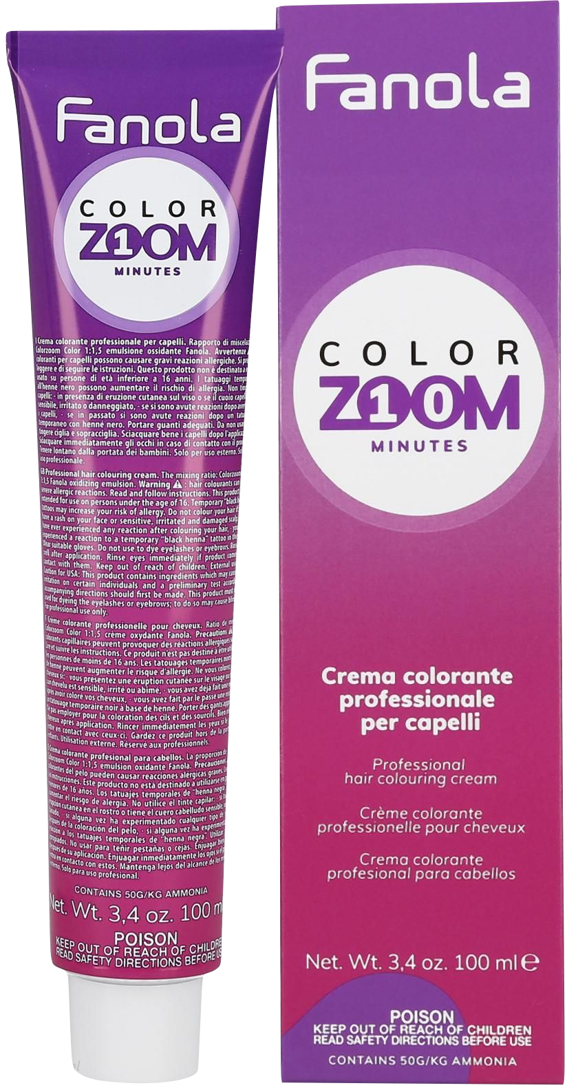 Brązowa farba do włosów  Fanola Color Zoom krem do farbowania włosów cała paleta 100 ml 4.71 Zimny brązowy kasztan