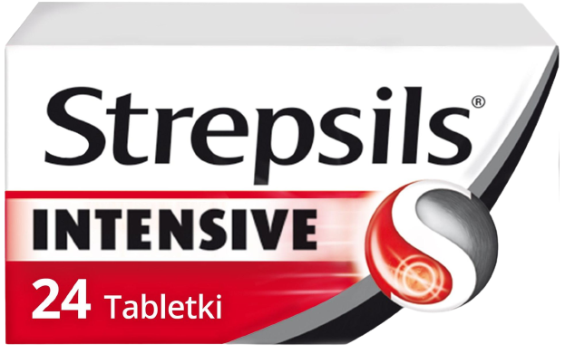 najmocniejsza tabletka na gardło Strepsils Intensive na ból gardła 24 pastylki