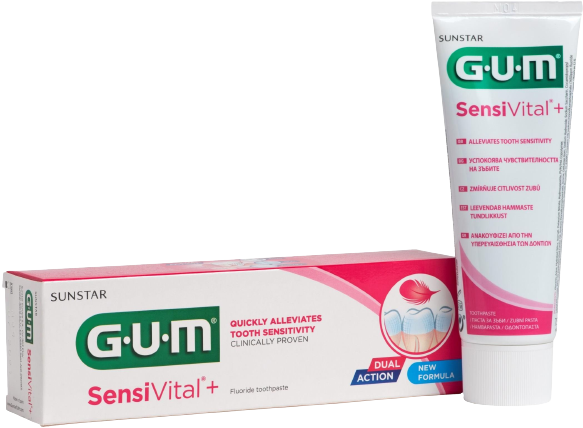 pasta do wrażliwych zębów  GUM SensiVital+ Pasta na nadwrażliwość zębów o podwójnym działaniu 75ml